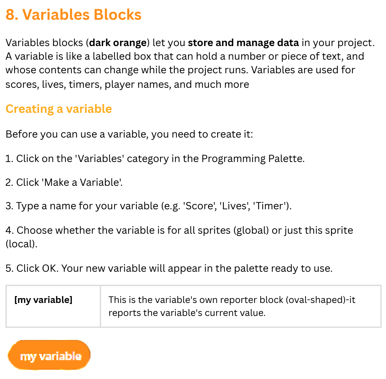 Variables Block